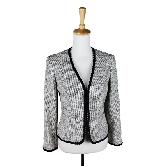 Max Mara Weekend Black And White Tweed Blazer Size 4 - Picture 1 of 9